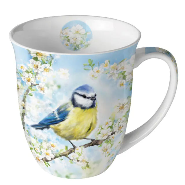 Madárkás porcelán bögre – Tavaszi virágzás