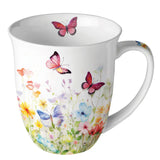 Pillangós porcelán bögre 400 ml Butterflies in field