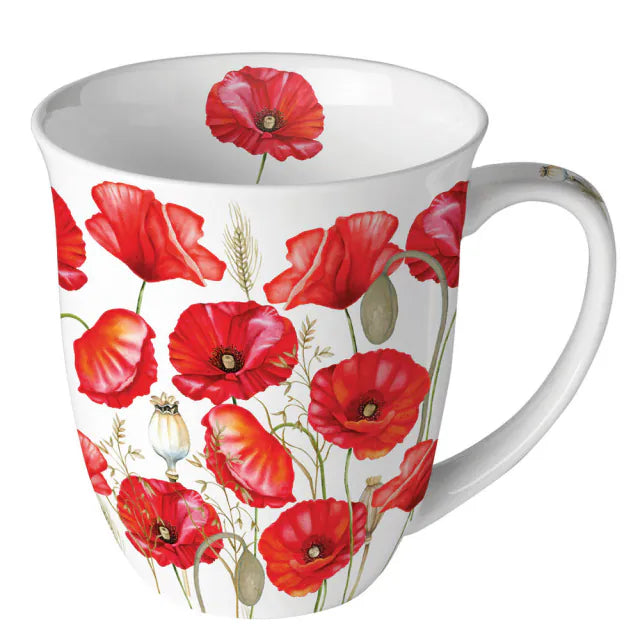 Pipacs virágos porcelán bögre 400 ml Poppy all over