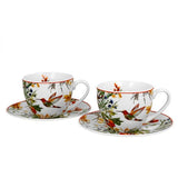 Kolibri madaras porcelán teás készlet fémszűrővel - 2 személyes - 270/900 ml