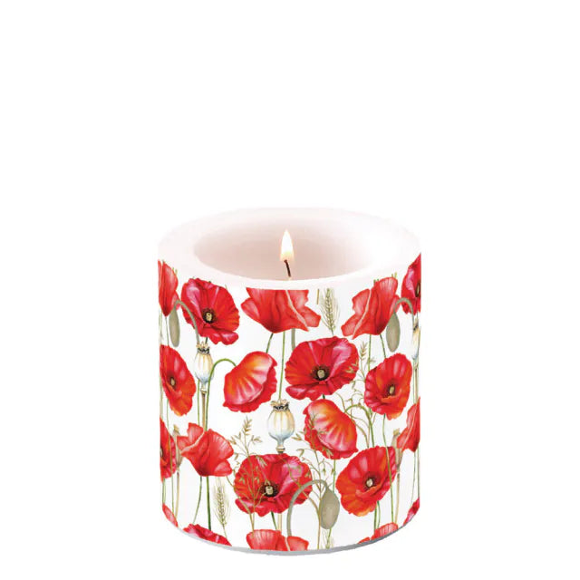 Pipacs virágos átvilágítós viasz gyertya 8x7,5 cm Poppy all over