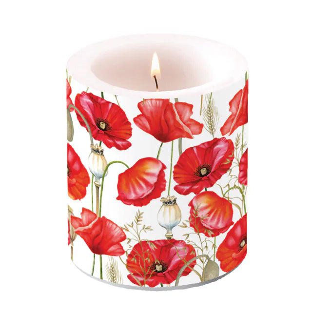 Pipacs virágos átvilágítós viasz gyertya 10x10 cm Poppy all over