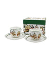 Karácsonyi porcelán eszpresszó kávés csésze 2 személyes Christmas Village