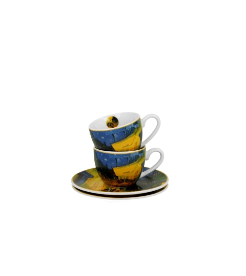 Porcelán eszpresszó kávés csésze + alj 110 ml 2 személyes van Gogh Kávéház éjjel