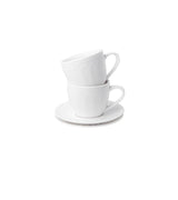 Fehér porcelán kávés csésze elegáns csikos dombormintával két személyes díszdobozban