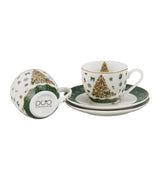 Karácsonyfás porcelán eszprersszó kávés csésze aljjal 110 ml 2 személyes dobozban Tree Sparkle