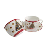 Karácsonyi fenyőfás porcelán csésze + alj 270 ml 2 személyes Christmas Tree 3