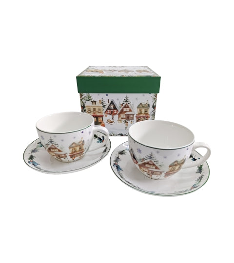 Karácsonyi porcelán csésze 270 ml 2 személyes Christmas Village