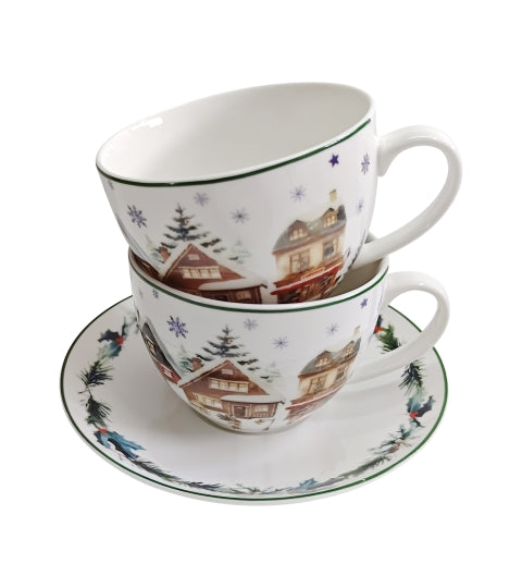 Karácsonyi porcelán csésze 270 ml 2 személyes Christmas Village