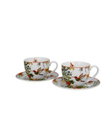 Porcelán csésze + alj 270 ml 2 személyes dobozban madaras Linnea