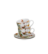Porcelán csésze + alj 270 ml 2 személyes dobozban madaras Linnea