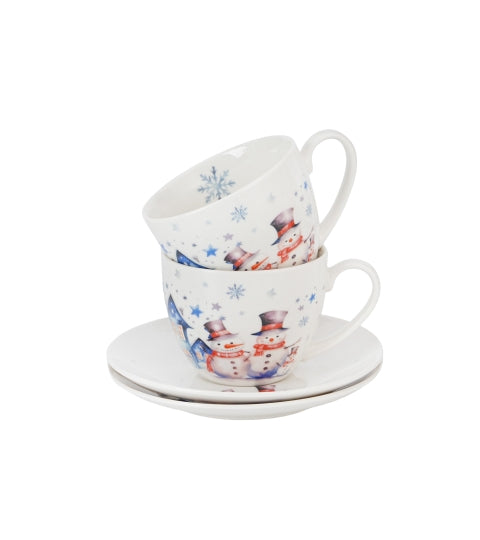 Karácsonyi hóemberes porcelán csésze 2 személyes díszdobozban Snowman