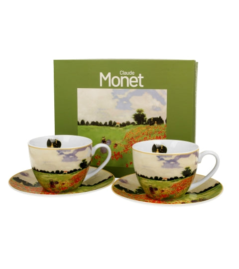 Porcelán csésze + ajl 270 ml 2 személyes dobozban Monet Pipacsmező