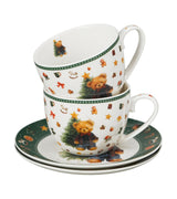 Karácsonyi macis porcelán csésze 270 ml 2 személyes dobozban Teddy Noel