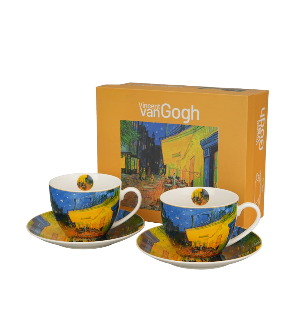 Porcelán csésze + alj 270 ml 2 személyes Van Gogh Kávéház éjjel díszdobozban