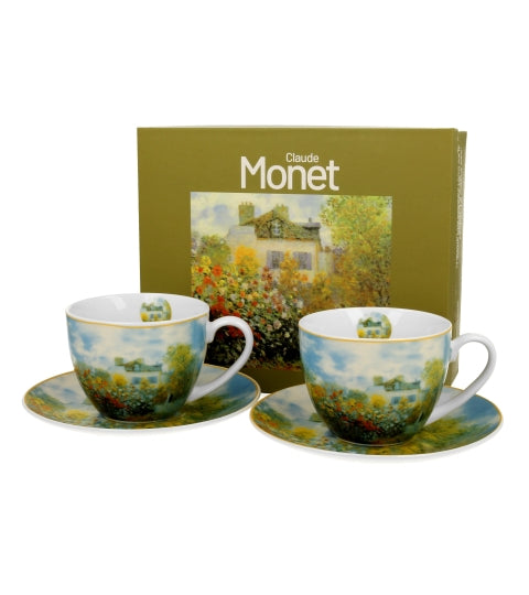 Porcelán csésze + alj 270 ml 2 személyes dobozban Monet kertje Argenteuilban