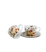 Porcelán virágos csésze + alj 270 ml 2 személyes dobozban Zahra