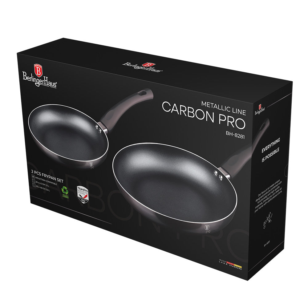 2 részes indukciós serpenyő szett szürke Berlinger Haus Metallic Line Carbon Edition