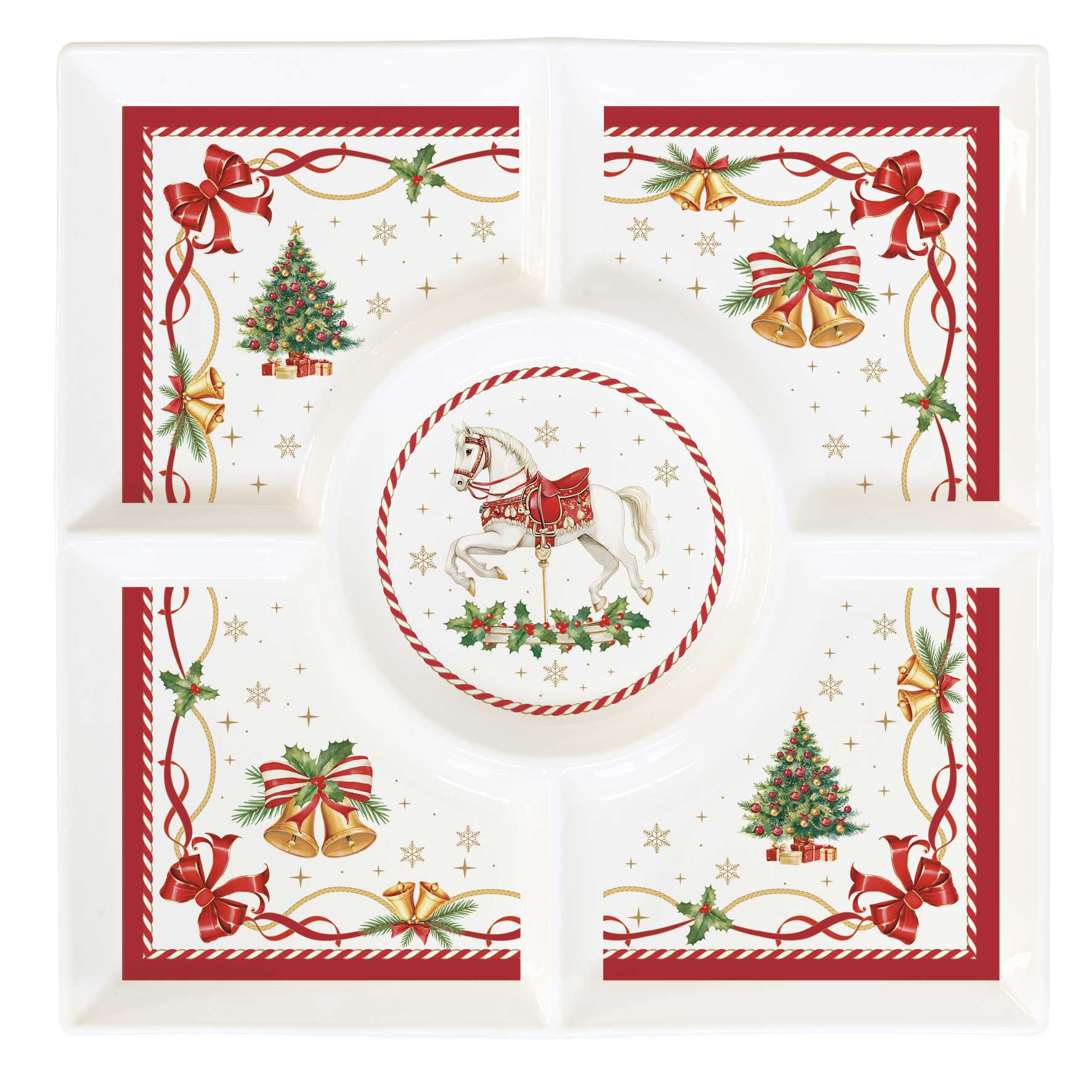 Karácsonyi porcelán osztott kínáló tál díszdobozban Christmas Tale
