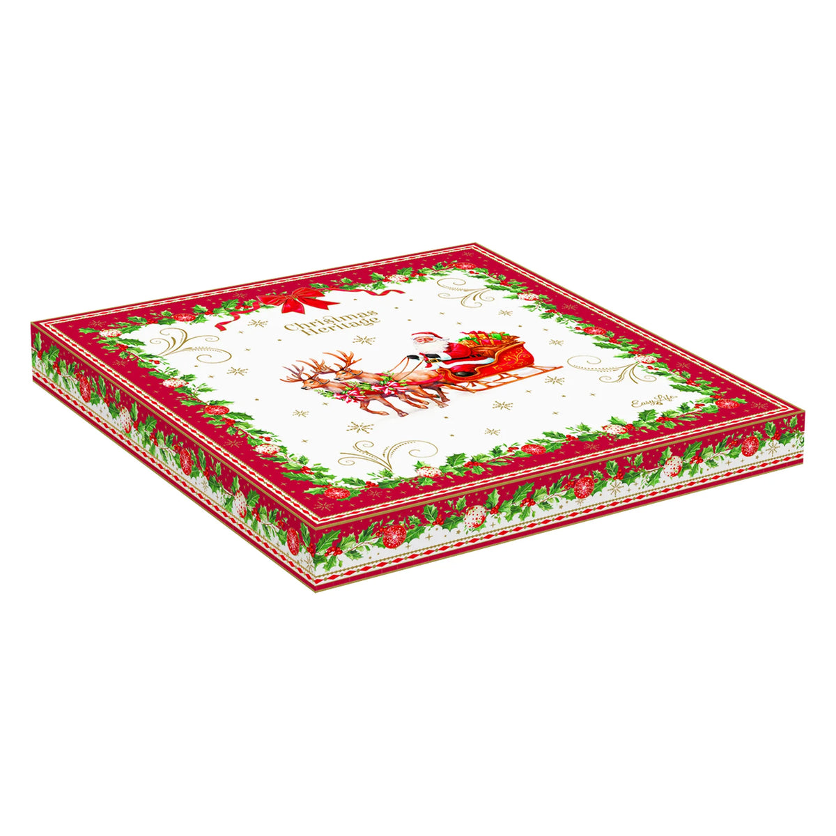 Karácsonyi porcelán osztott kínáló tálca díszdobozban Christmas Heritage