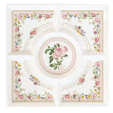 Porcelán osztott kínáló tálca 25x25 cm díszdobozban – Rózsa mintás Chant des Roses