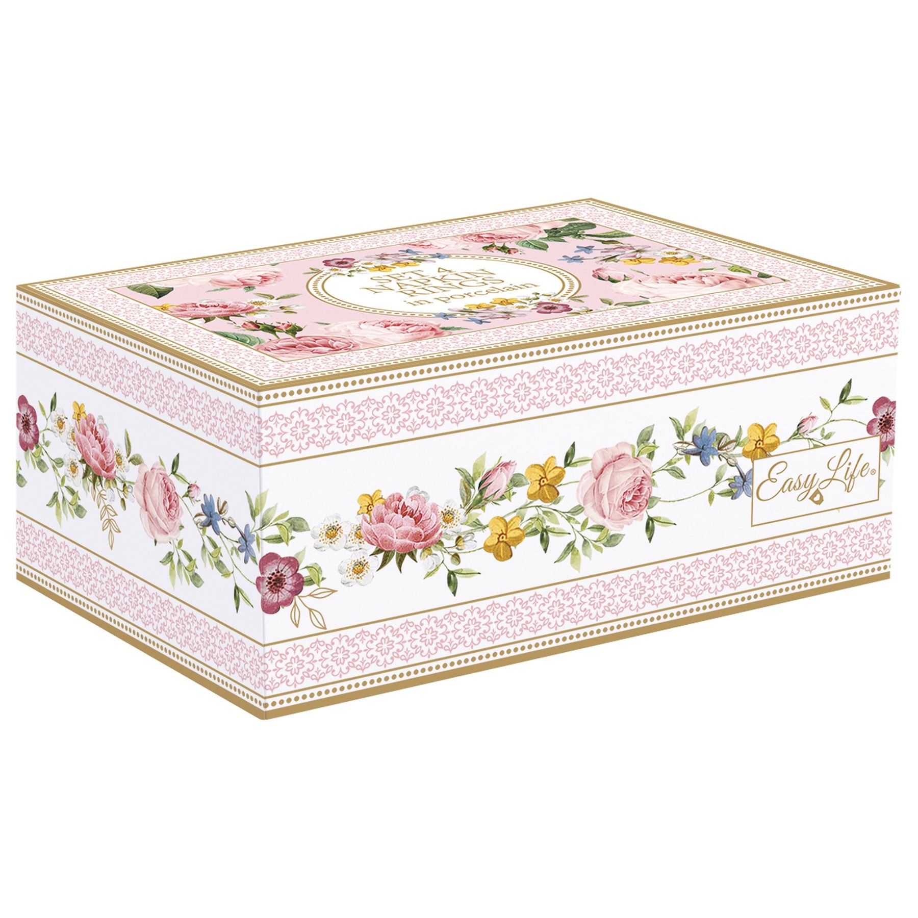 Porcelán szalvétagyűrű 4 db-os szett 4,5cm dobozban Chant des Roses