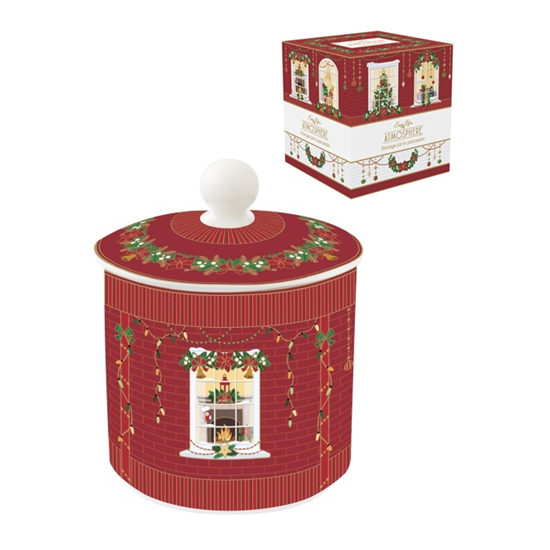 Karácsonyi porcelán kis keksztároló 10,5x13 cm díszdobozban Festive Avenue