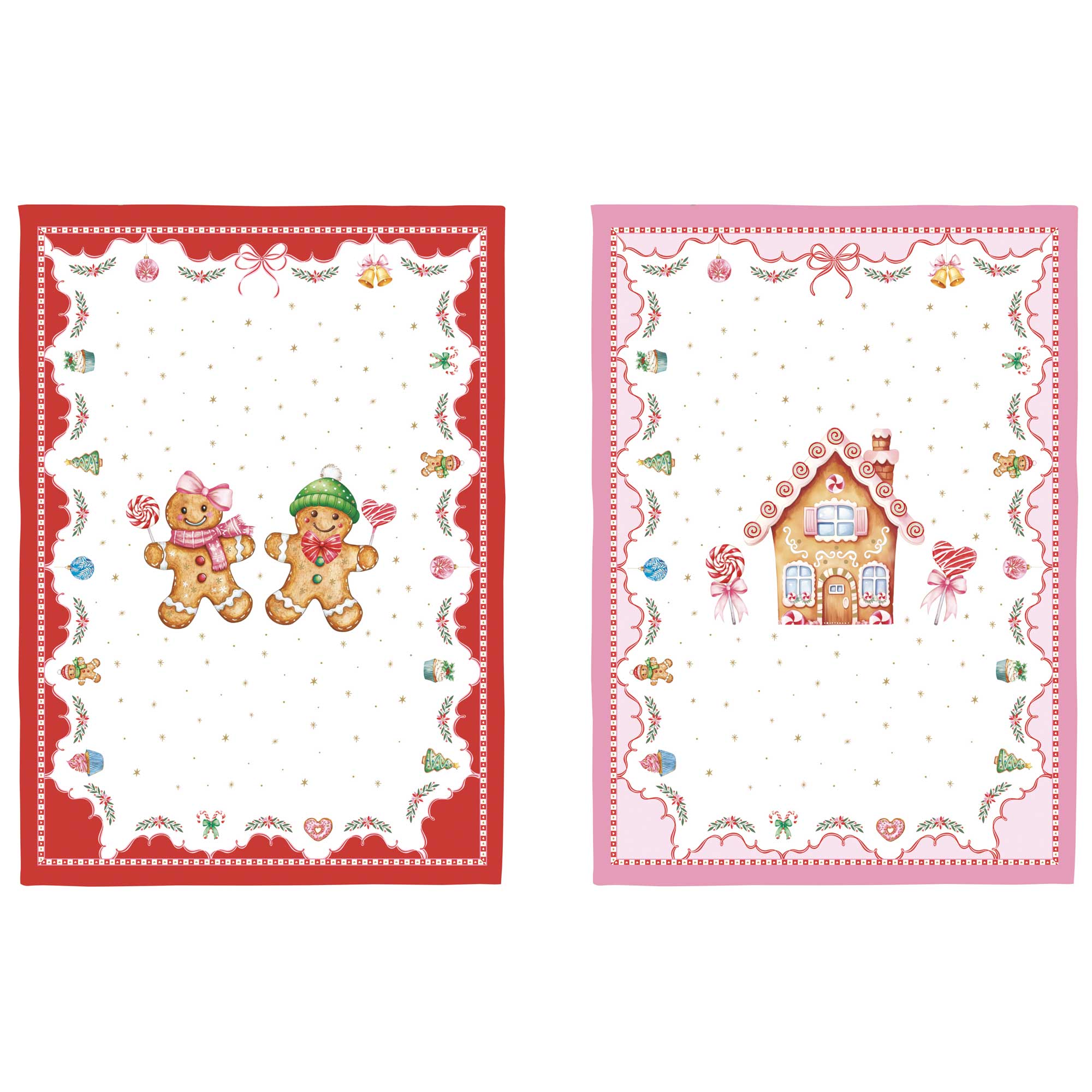 Karácsonyi mézeskalács pamut konyharuha 2 db Sweet Christmas 70x50 cm