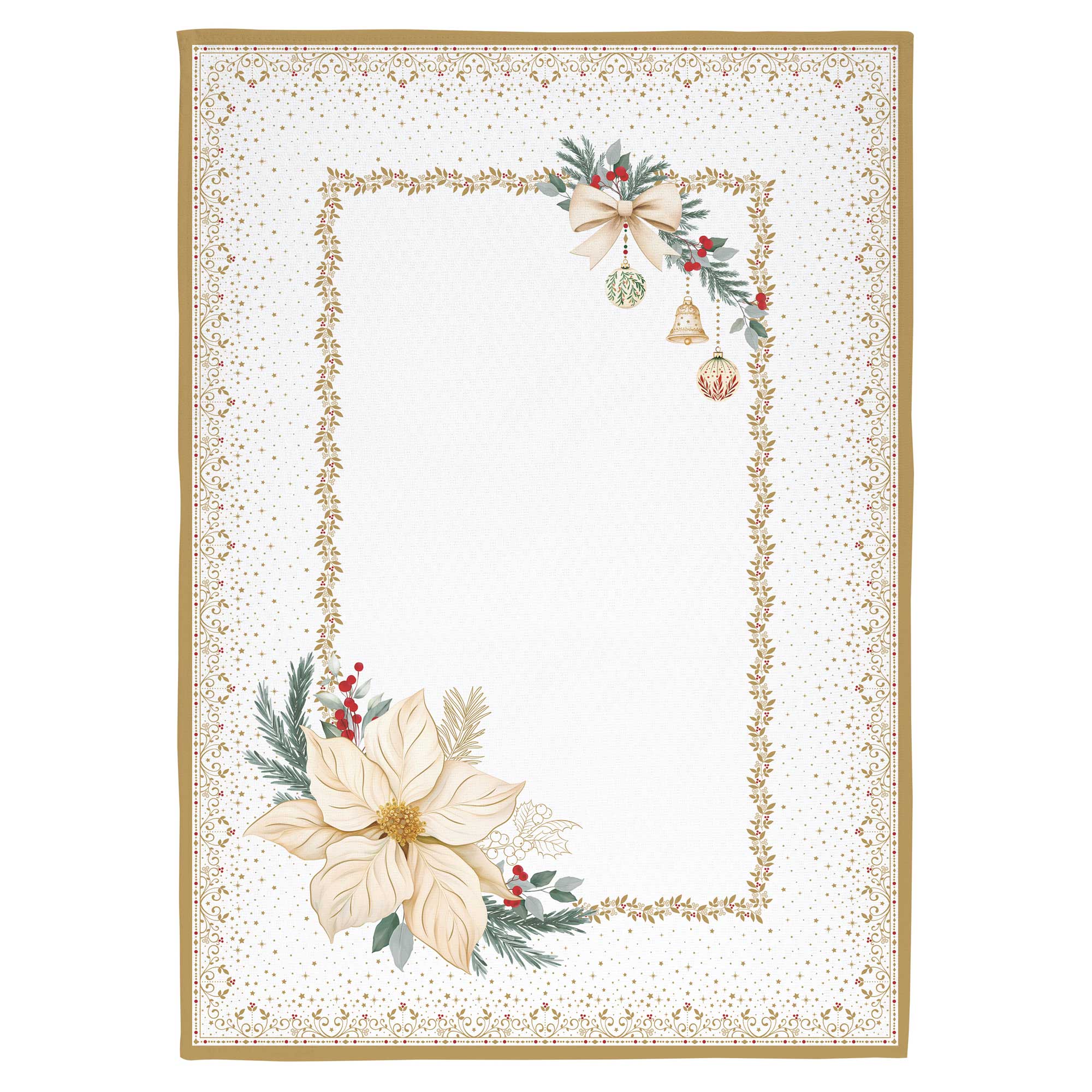 Karácsonyi mikulásvirág mintás Konyharuha szett 2 db-os 50x70 cm pamut White Elegance