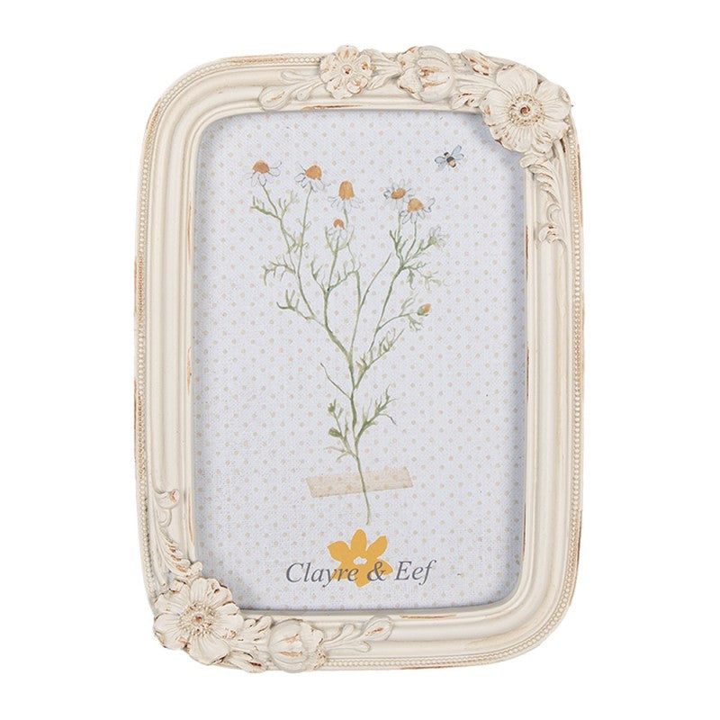 Képkeret Antikolt bézs virág díszes vintage képkeret 10x15 cm