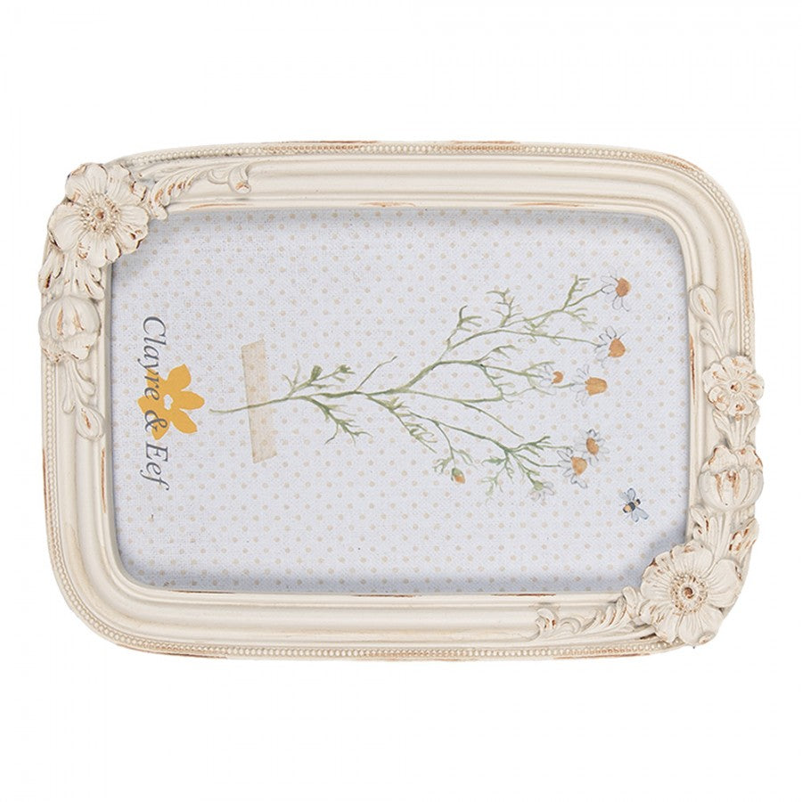 Képkeret Antikolt bézs virág díszes vintage képkeret 10x15 cm