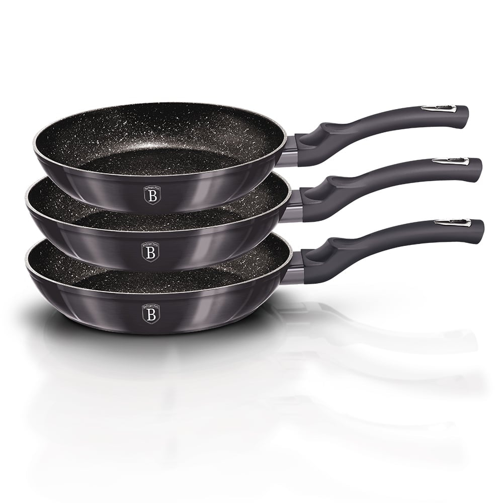 3 részes indukciós serpenyő szett szürke Berlinger Haus Metallic Line Carbon Edition