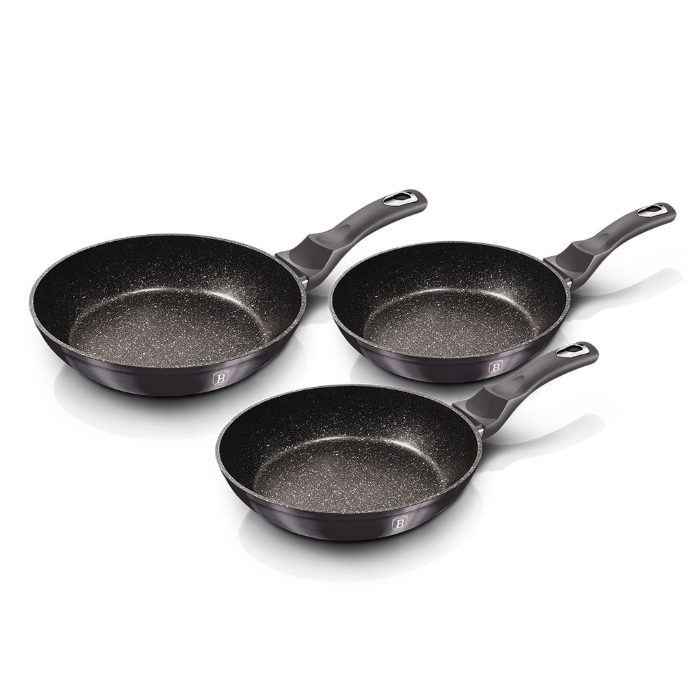 3 részes indukciós serpenyő szett szürke Berlinger Haus Metallic Line Carbon Edition