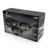 3 részes indukciós serpenyő szett szürke Berlinger Haus Metallic Line Carbon Edition grill serpenyővel