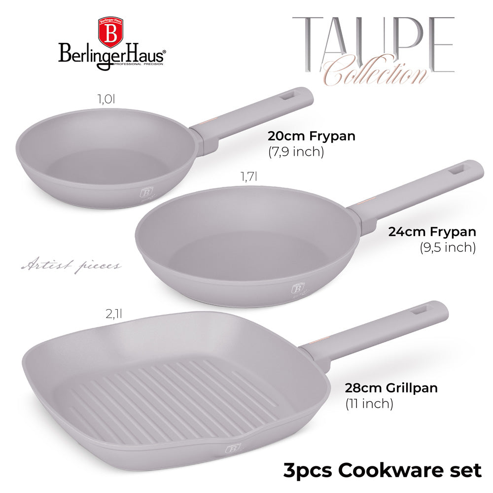3 részes serpenyő szett Indukciós Berlinger Haus Taupe Collection