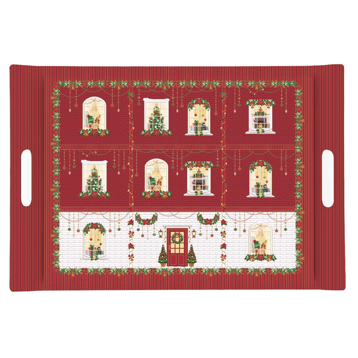 Karácsonyi Műanyag nagy tálca 49x34 cm Festive Avenue