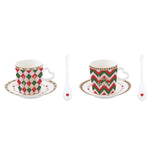 Karácsonyi Porcelán eszpresszó kávés csésze + alj kanállal 2 személyes díszdobozban Christmas Twist