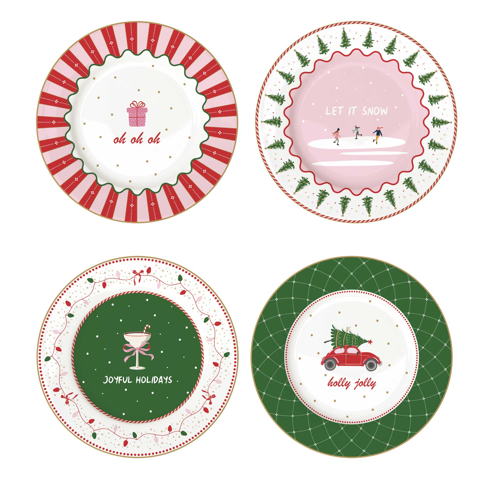 Porcelán desszerttes tányér szett 4 db-os 19,5 cm díszdobozban Christmas Twist