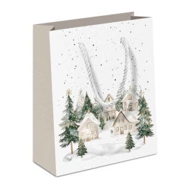 Karácsonyi havas házak mintás ajándéktasak Snowy Houses