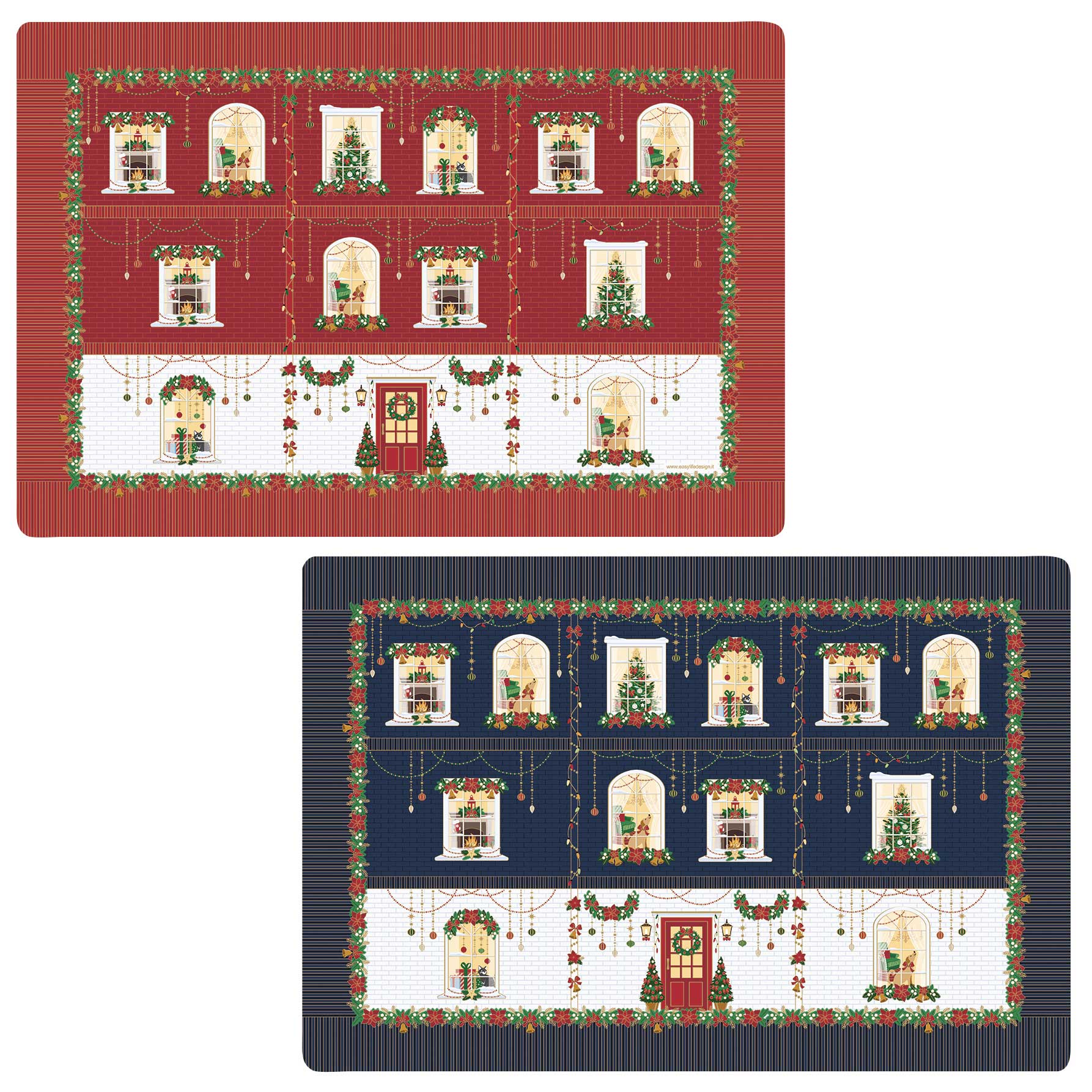 Karácsonyi Műanyag tányéralátét kétoldalas 45x30 cm Festive Avenue