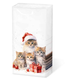 Karácsonyi cicás papír zsebkendő 10 db-os Meaowy Christmas