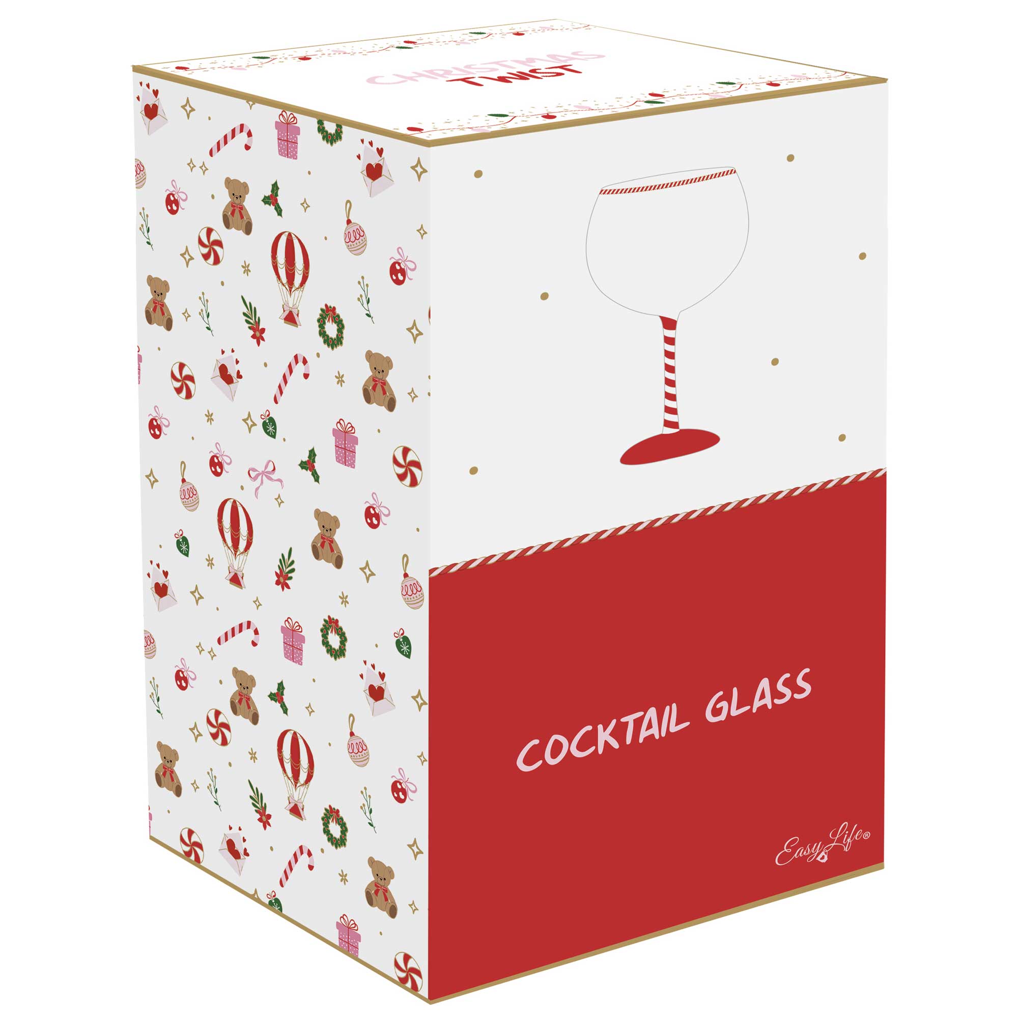 Karácsonyi koktél / Gines üveg pohár 500 ml díszdobozban Christmas Twist