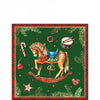 Karácsonyi hintalovas háromrétegű papírszalvéta 25x25 cm 20 db-os Christmas Toys zöld