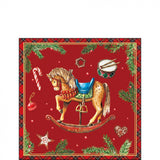 Karácsonyi hintalovas háromrétegű papírszalvéta 25x25 cm 20 db-os Christmas Toys piros