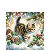 Karácsonyi cicás háromrétegű papírszalvéta 25x25 cm 20 db Cute cat in the snow