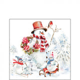 Karácsonyi hóemberes háromrétegű papírszalvéta 25x25 cm 20 db-os Sporty Snowmen