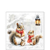 Karácsonyi mókusos szalvéta 25x25 cm 20 db-os Squirrel Family