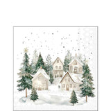 Karácsonyi havas házak mintás szalvéta 25x25 cm 20 db-os Snowy Houses