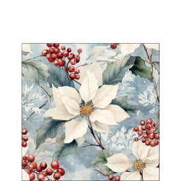 Karácsonyi mikulásvirág mintás szalvéta 25x25 cm 20 db-os Winter Poinsettia