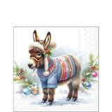 Karácsonyi csacsis szalvéta 25x25 cm 20 db-os Wooly Donkey